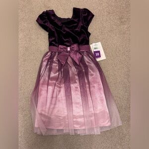 Purple and Pink Girls' Dress with Bow